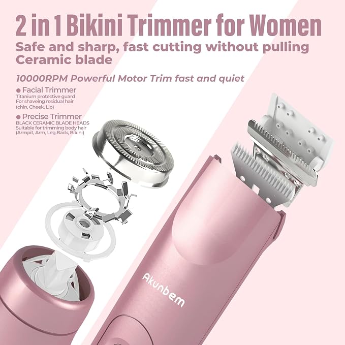 2-in-1 Electric Bikini Trimmer & Women Shaver for Smooth, Painless Body Hair Removal