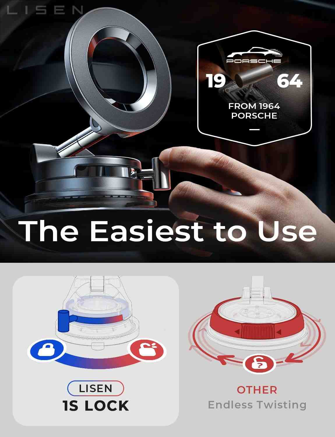 Electric Auto-Suction Magnetic Car Mount for MagSafe