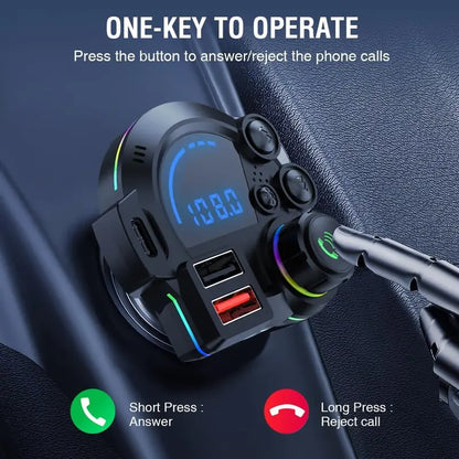Wireless Bluetooth 5.3 FM Transmitter & Fast Car Charger
