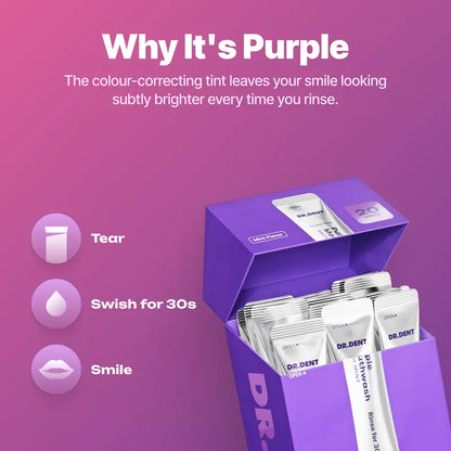 Instant Purple Teeth Whitening Mouthwash - Neutralize Yellow Tones in 30 Seconds