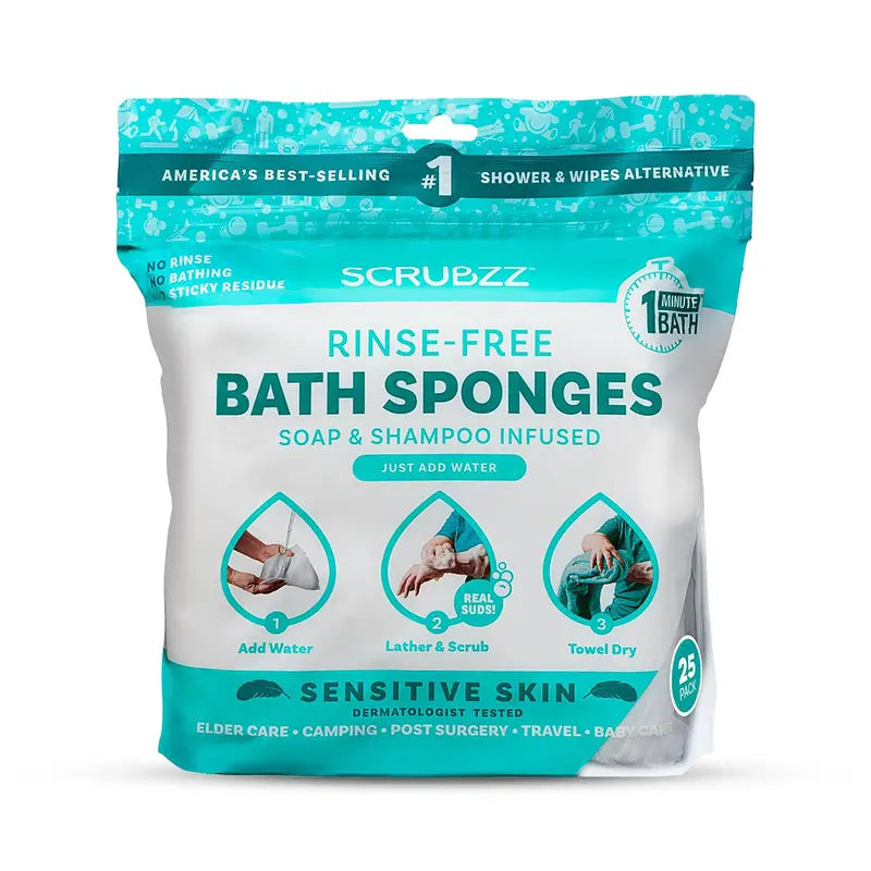 Rinse-Free Bath Sponges – Instant Water-Activated Clean Anywhere | Buy 1 Get 1 Free
