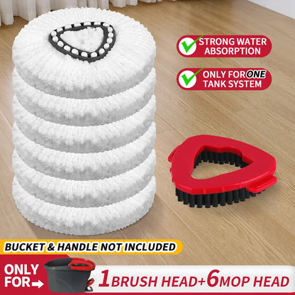 Microfiber Spin Mop Refill & Heavy Duty Scrub Brush Set