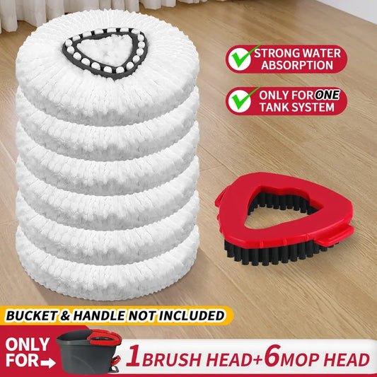 Microfiber Spin Mop Refill & Heavy Duty Scrub Brush Set
