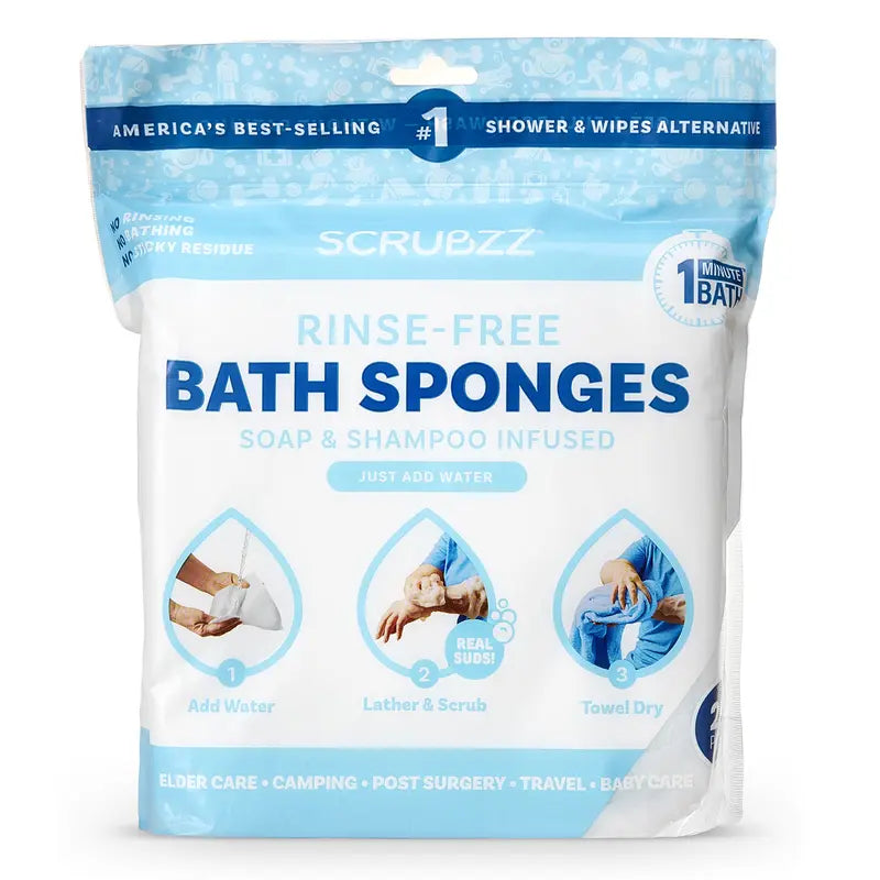Rinse-Free Bath Sponges – Instant Water-Activated Clean Anywhere | Buy 1 Get 1 Free