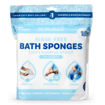 Rinse-Free Bath Sponges – Instant Water-Activated Clean Anywhere | Buy 1 Get 1 Free