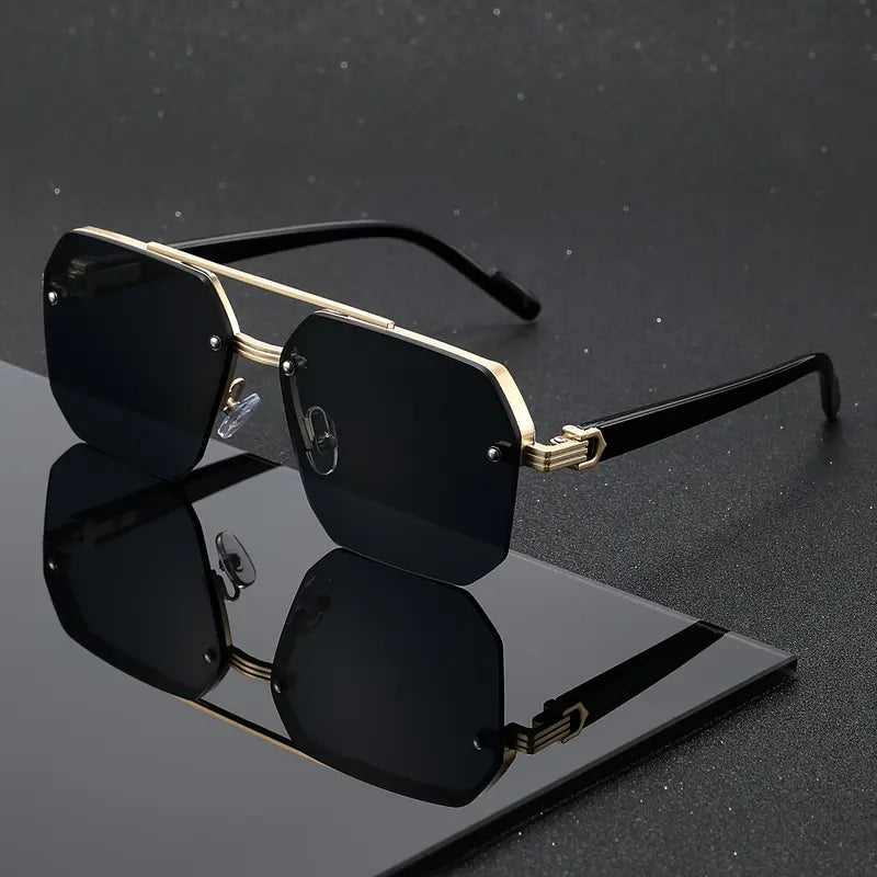 Retro Square Semi-Rimless Sunglasses with UV400 Protection | Buy 1 Get 1 Free