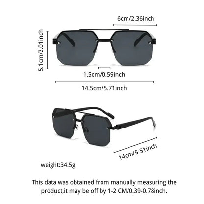 Retro Square Semi-Rimless Sunglasses with UV400 Protection | Buy 1 Get 1 Free