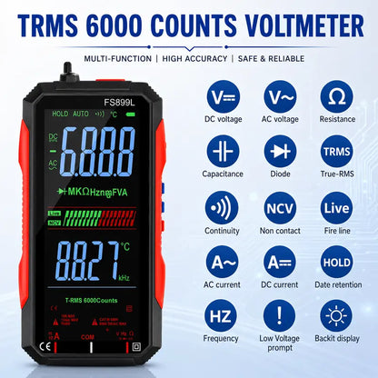 Smart Digital Multimeter with True RMS & Rechargeable Display