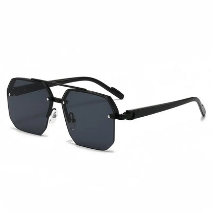 Retro Square Semi-Rimless Sunglasses with UV400 Protection | Buy 1 Get 1 Free
