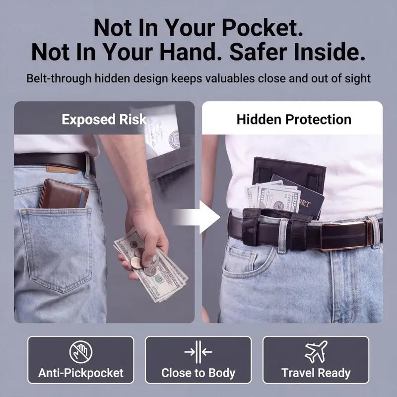 Ultra-Slim Anti-Theft Passport Pouch & Hidden Travel Waist Belt | 2 Pack per Set