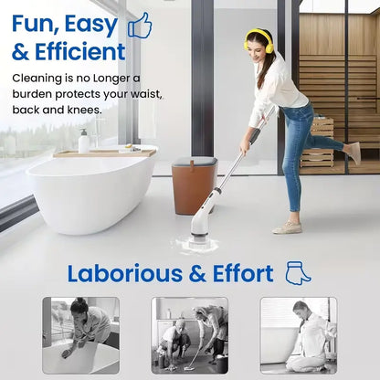 Stop Bending & Scrubbing: Cordless Electric Spin Scrubber Deep Cleans Every Corner Instantly