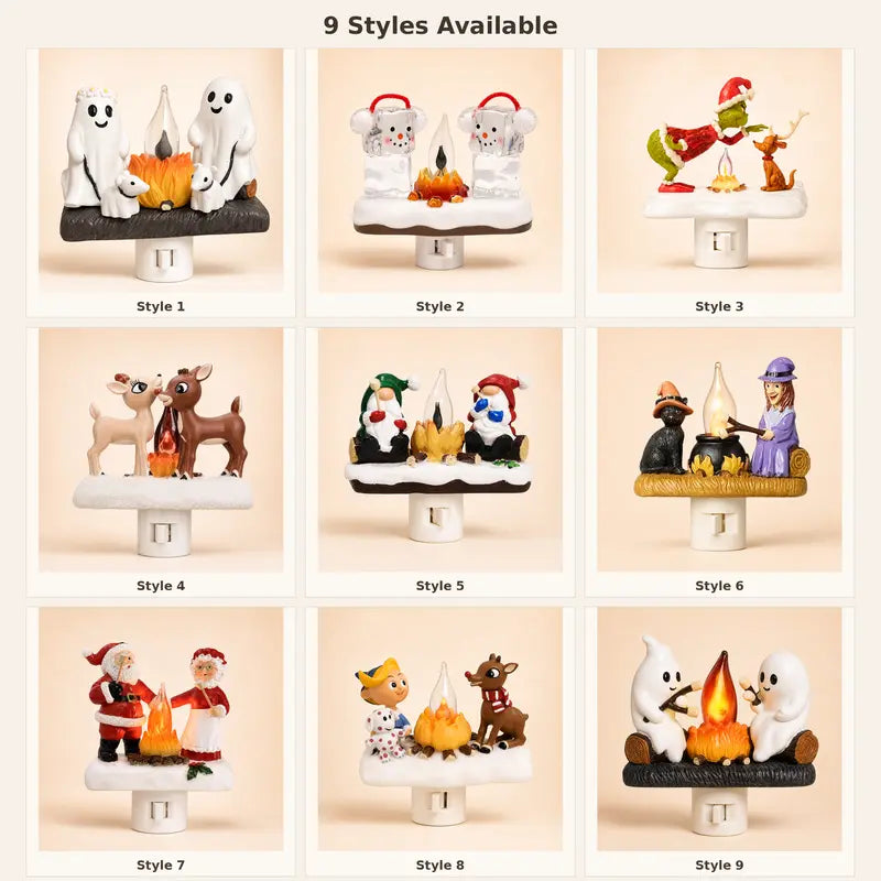 Ghost Campfire Night Light with Real Flickering Flame Effect
